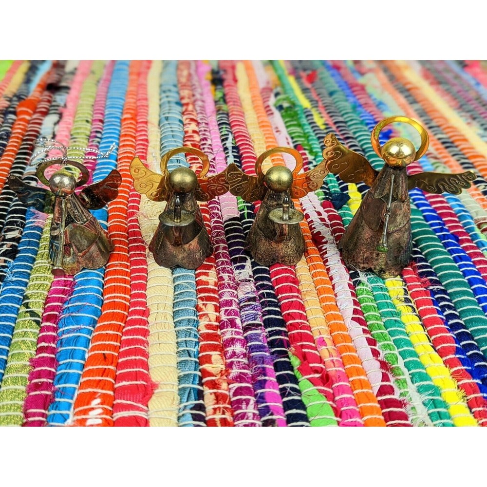 VTG Lot Of 4 Rustic Metal Hanging Angels Christmas Holiday Ornaments Hong Kong